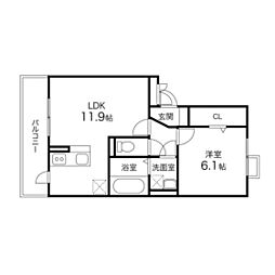 フィオーレ向山 1LDKの間取図画像