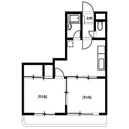 平和マンション長町 2DKの間取図画像