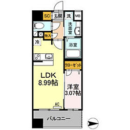 コンフォートレジデンス仙台東口 1LDKの間取図画像