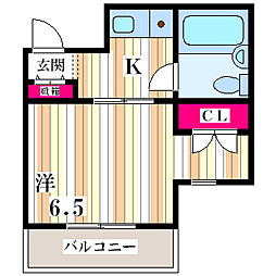 シェレナ大和田 1Kの間取図画像