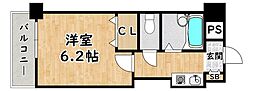 アルカン弐番館 1Kの間取図画像