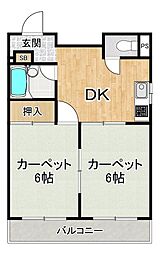 シティハイツ姫島 2DKの間取図画像