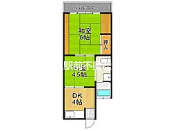 内田アパート 2DKの間取図画像