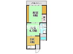 内田アパート 2DKの間取図画像