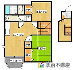 エスト・ソレイユＢ 2階2LDKの間取り