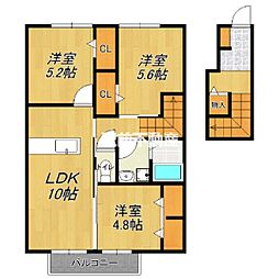 ルージュみやき 2階3LDKの間取り