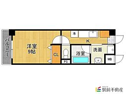マハロ 4階1Kの間取り