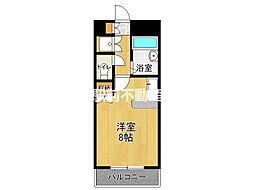 アクセス佐賀 2階ワンルームの間取り