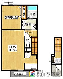 サニー・フレイズ 2階1LDKの間取り