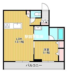 シャーメゾン県庁南 1階1LDKの間取り
