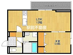 ロイヤルタウン日の出 1階1LDKの間取り