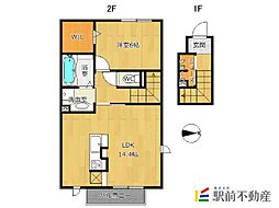 サンド・エルヴィータ　B棟 2階1LDKの間取り