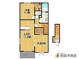 レスポアールV 2階2LDKの間取り