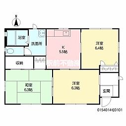 富求詩アパート 1階3Kの間取り