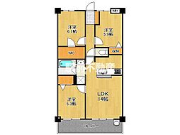 アルファスマート城内 4階3LDKの間取り