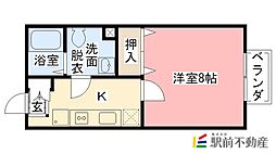 ハミングバード新栄 1階1Kの間取り
