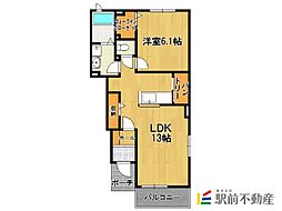 レスポアールV 1階1LDKの間取り