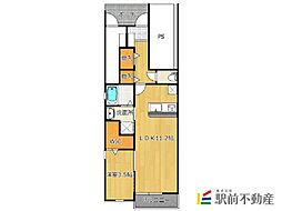 ルーセントSAGA大財 1階1LDKの間取り