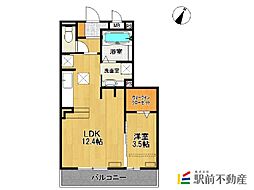 フォーチュンサガン 1LDKの間取図画像