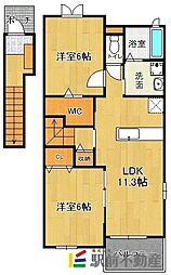 メゾン・シャーンス1 2LDKの間取図画像
