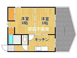 シャトー神野 2DKの間取図画像