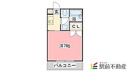 パシフィック佐賀2 1Kの間取図画像