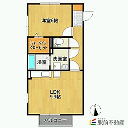 ヴェルデ西田代2 1LDKの間取図画像