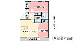 レガーロ夢咲 2LDKの間取図画像