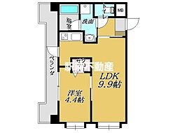 ビュークレスト佐賀駅前 1LDKの間取図画像
