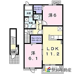 コートカルムB 2LDKの間取図画像