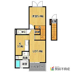 ラディアンス2 1LDKの間取図画像