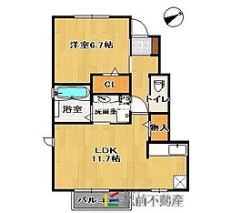 カトル・セゾン 1LDKの間取図画像