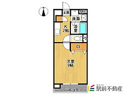 コーキ夢咲 1Kの間取図画像