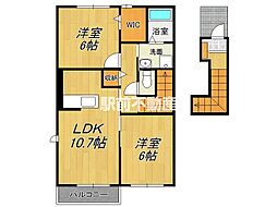 アトレ城原4棟 2LDKの間取図画像