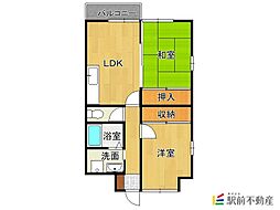 アビタシオン神野 2LDKの間取図画像