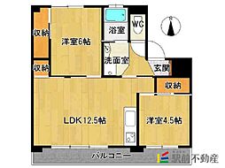 ハッピーエステートモア大財北1号棟 2LDKの間取図画像