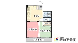 堤ビル 2DKの間取図画像