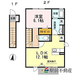 サンドハウスA 1LDKの間取図画像