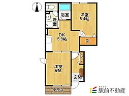 ピュアブライト 2DKの間取図画像