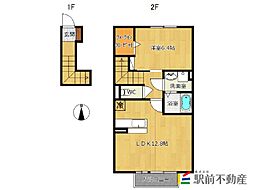 エスカーザ 1LDKの間取図画像