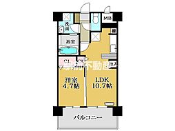 カンフォーラ松原 1LDKの間取図画像