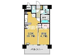 カンフォーラ松原 1LDKの間取図画像