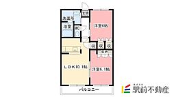 コーポさくらB 2LDKの間取図画像