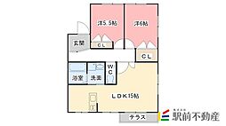 コーポ優遊 2LDKの間取図画像