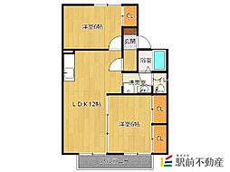 ファミール中の館B 2LDKの間取図画像