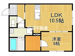 ファイバー 1LDKの間取図画像
