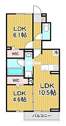 ロイヤルタウン大和町尼寺 2LDKの間取図画像