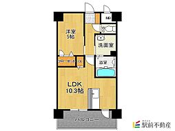 カンフォーラ松原 1LDKの間取図画像