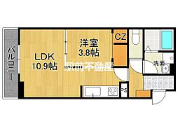 クレセント松原 1LDKの間取図画像