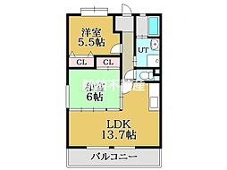 サテラ佐賀駅前 2LDKの間取図画像